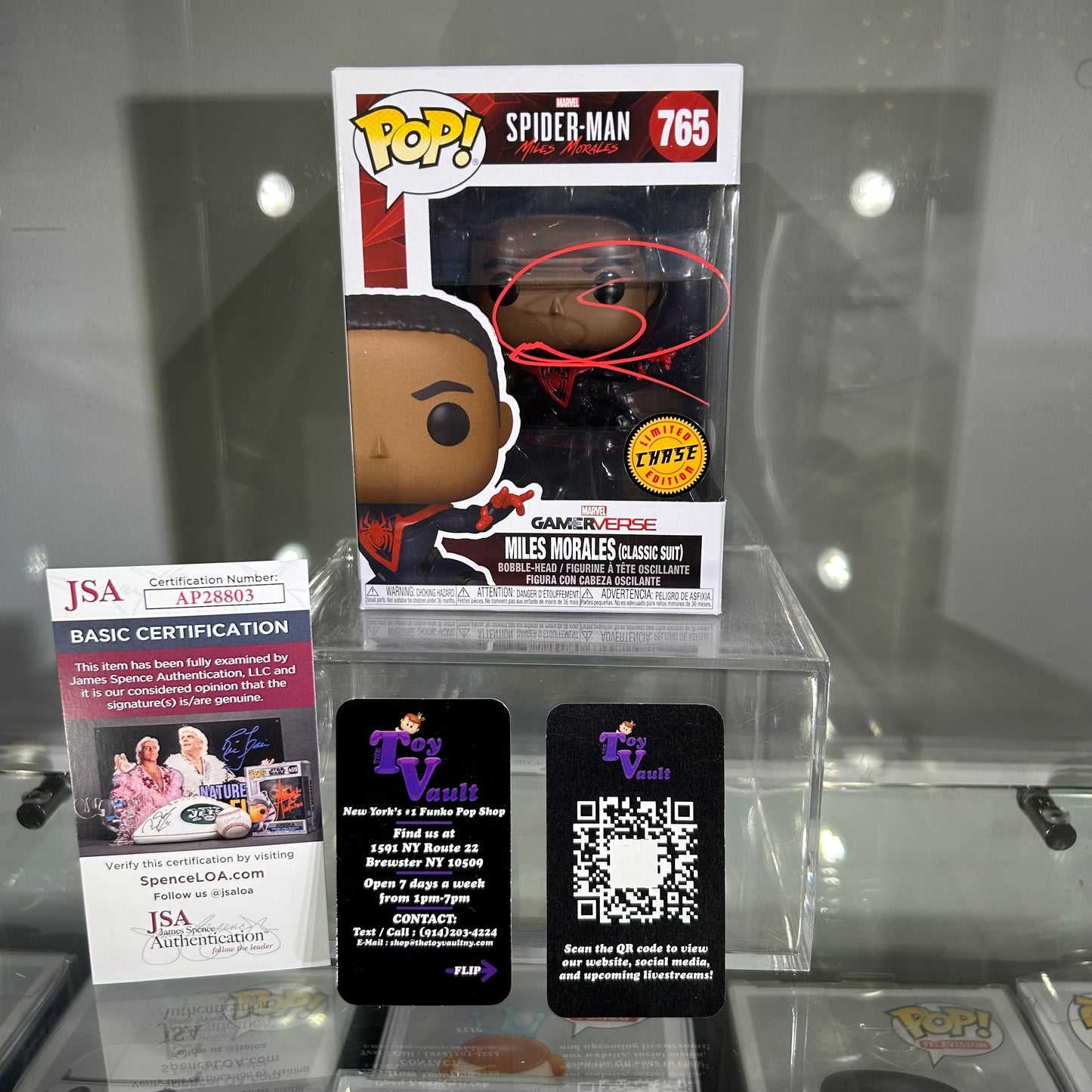 Funko Pop! Marvel Spider Man - Miles Morales (Classic Suit) #765 Unmasked CHASE Signed by Shameik Moore