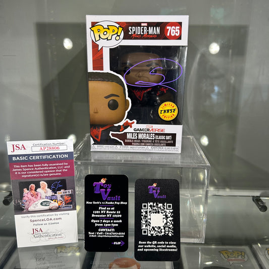 Funko Pop! Marvel Spider Man - Miles Morales (Classic Suit) #765 Unmasked CHASE Signed by Shameik Moore