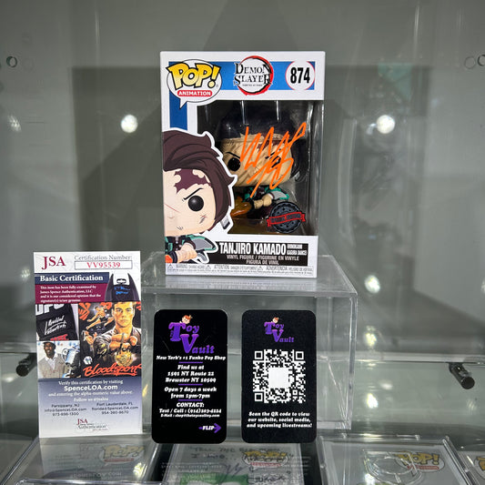 Funko Pop! Animation Demon Slayer - Tanjiro Kamado Fire Dance #874 Signed by Zack Aguilar Special Edition Exclusive