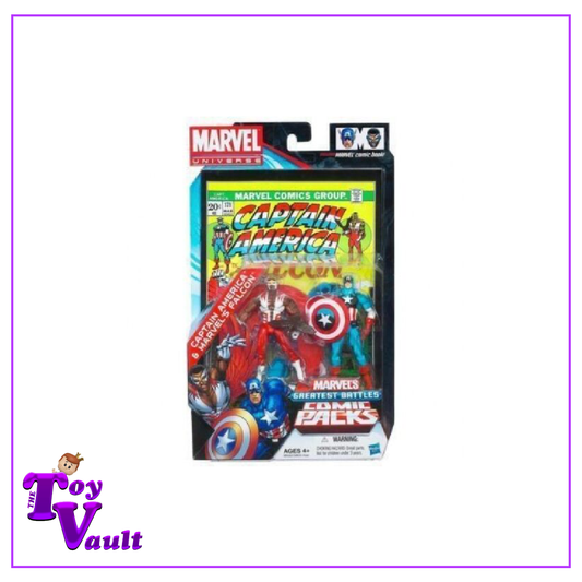 Hasbro Marvel Universe Comic Packs Greatest Battles Captain America and Falcon 4-inch Action Figures with Comic Book