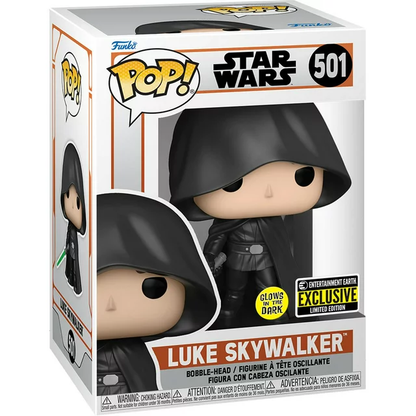 Funko Pop! Star Wars Mandalorian - Luke Skywalker (Hooded) #501 Glow in the Dark Entertainment Earth Exclusive