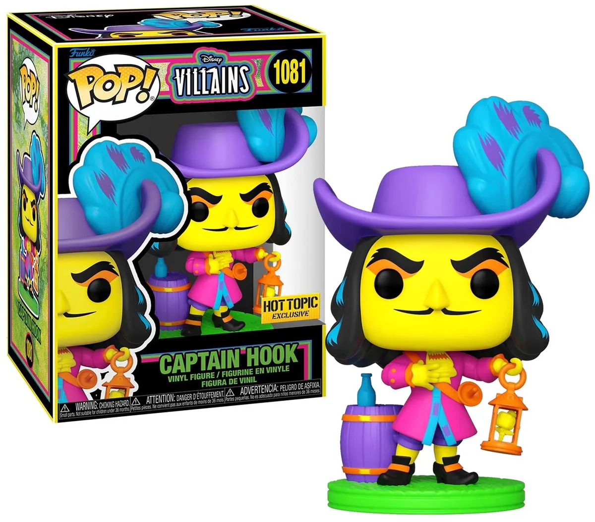 Funko Pop! Disney Villains - Captain Hook #1081 Blacklight Hot Topic Exclusive
