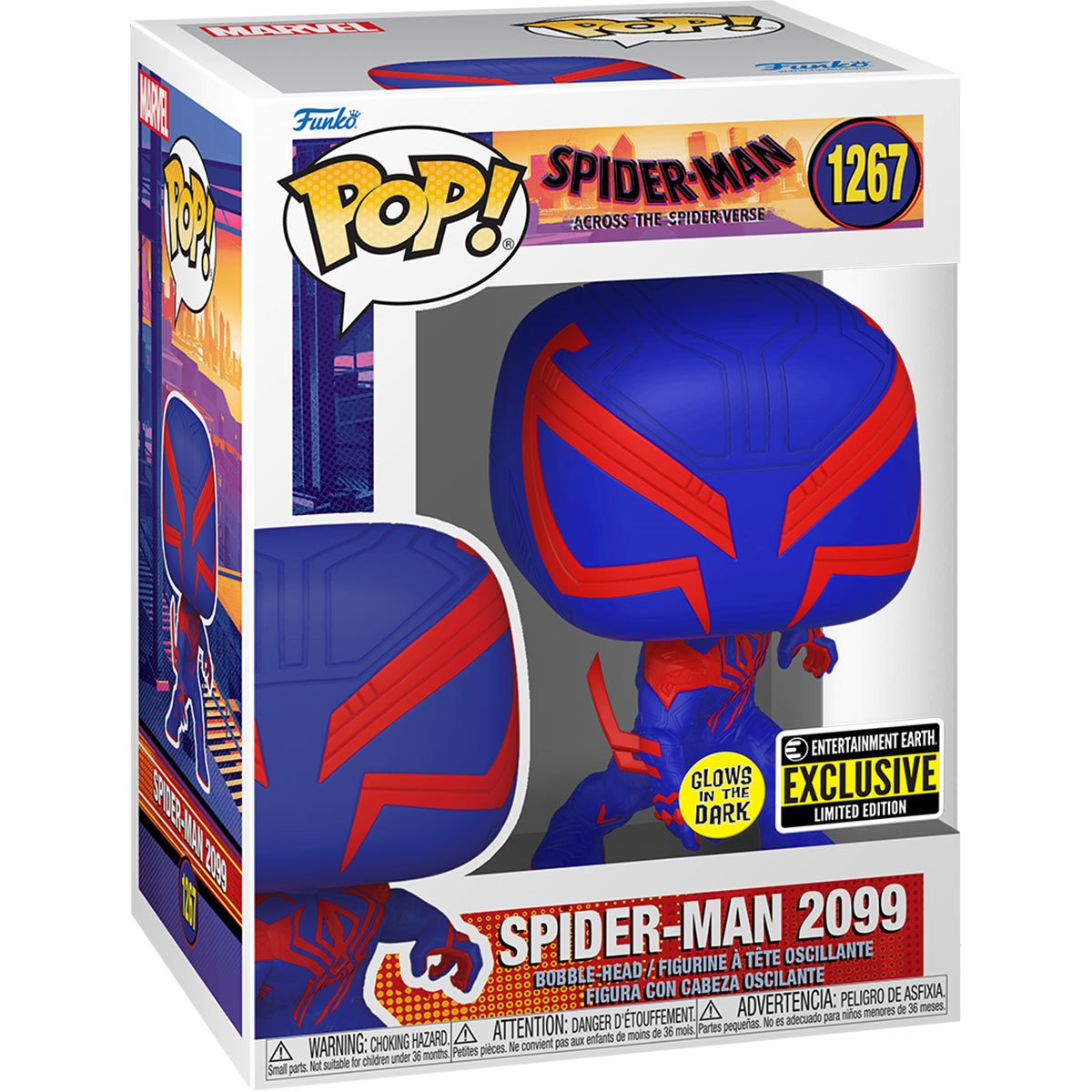 Funko Pop! Marvel Across the Spider Verse - Spider Man 2099 #1267 Glow in the Dark Entertainment Earth Exclusive