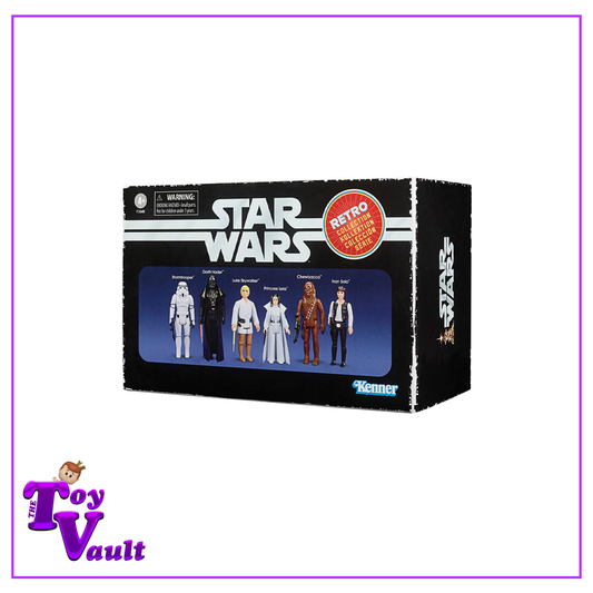 Hasbro Star Wars The Retro Collection Kenner Action Figures Set of 6 (Stormtrooper, Darth Vader, Luke Skywalker, Princess Leia, Chewbacca, Han Solo)