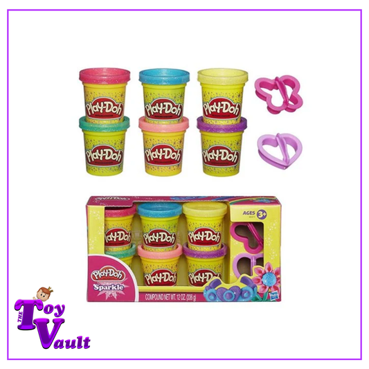 Hasbro Play-Doh Sparkle Compound Collection (6 Cans + 2 Shape Cutters)