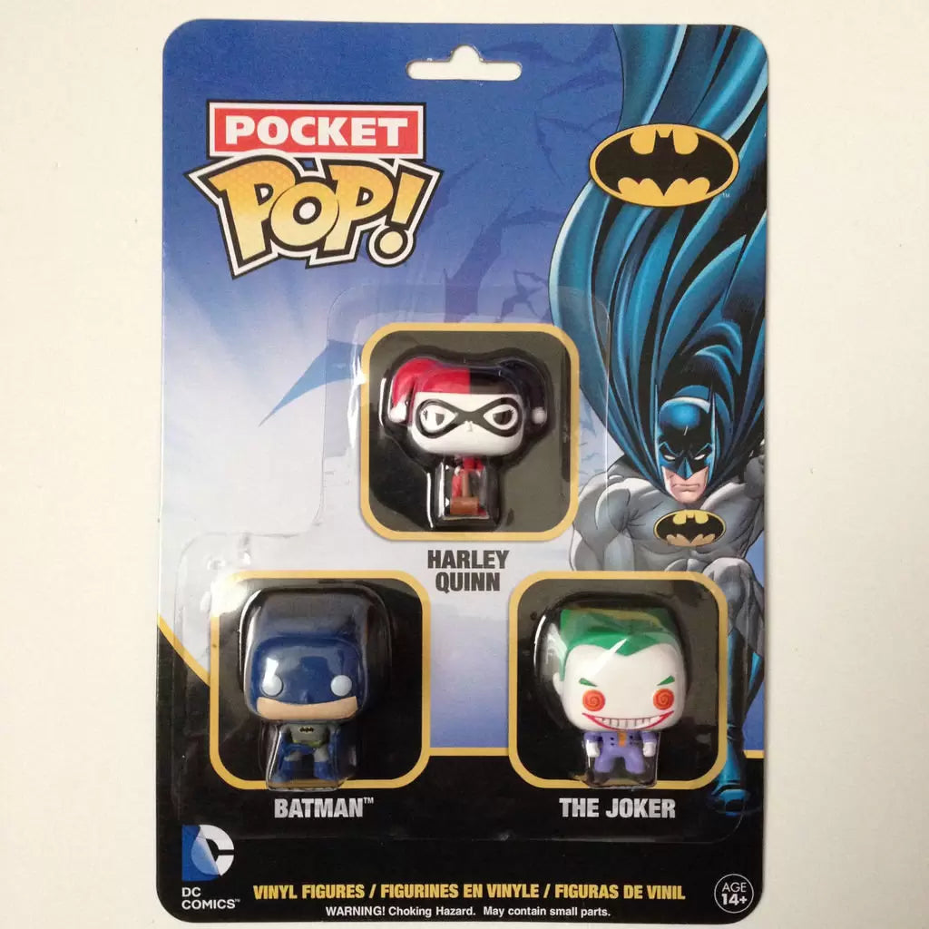 Funko Pocket Pop! DC Heroes - Harley Quinn / Batman (Blue) / The Joker Set of 3 Pocket Pops